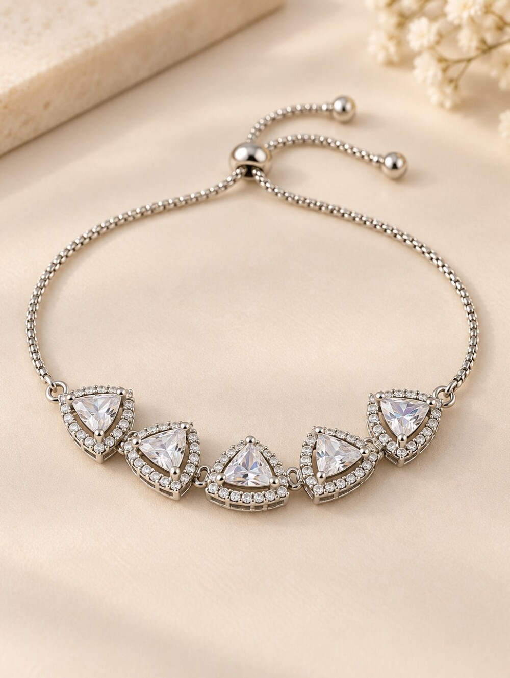 Silver Plated American Diamond Bracelet | Jewelry